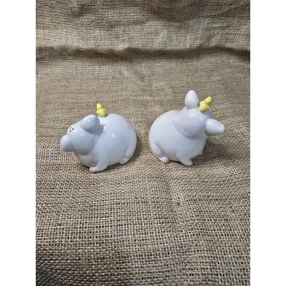 Vintage White Pig with‎ Yellow Bird Salt & Pepper Shakers